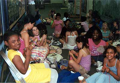 children knitting at Seth Boyden